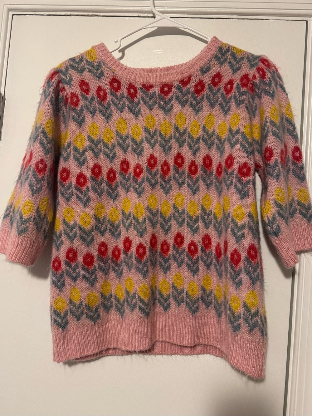 &Merci Floral Short Sleeve Sweater Top